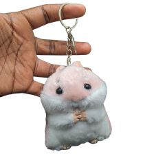 PINK Plush 3D Hamster Keychain Soft Mini Stuffed Animal Key Ring for Bags & Car Pendants Keyholder Keyring Toy Doll Decoration Gift for Birthday Graduation Wedding Anniversary Labubu Handbag Cute Baby
