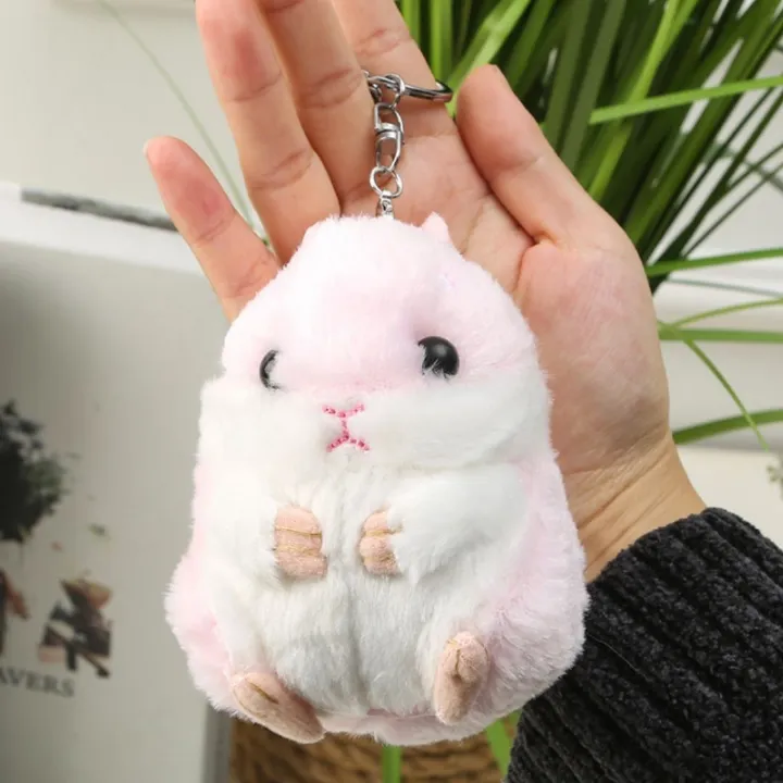 Cute 3D Hamster Plush Keychain PINK Soft Mini Stuffed Animal Bag Charm Keyholder Keyring Toy Doll Decoration Gift for Women Ladies Girls Daughter Sister Mother Wife Girlfriend Kids Child Adult Special