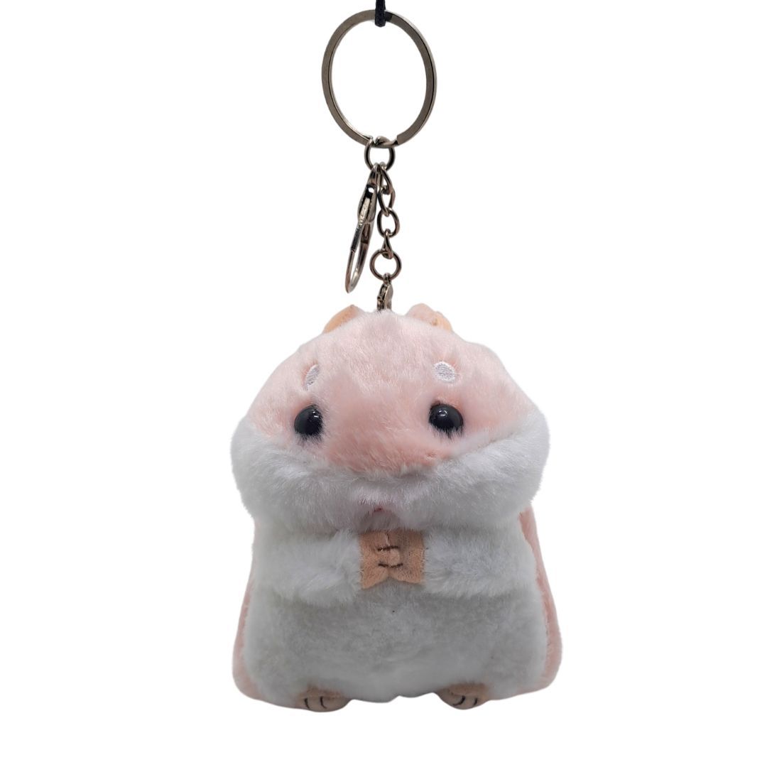 Cute 3D Hamster Plush Keychain PINK Soft Mini Stuffed Animal Bag Charm Keyholder Keyring Toy Doll Decoration Gift for Women Ladies Girls Daughter Sister Mother Wife Girlfriend Kids Child Adult Special