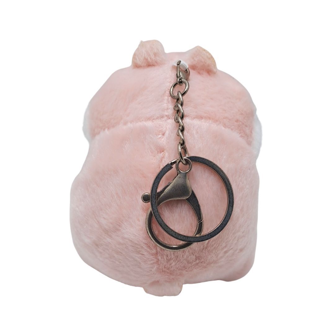 Plush Hamster 3D Keychain PINK Soft Mini Fluffy Animal Bag Charm & Car Pendant for Women, Girls & Kids Keyholder Keyring Toy Doll Gift for Christmas Valentines Day Pig PomPom Fur Ball Kawaii Birthday