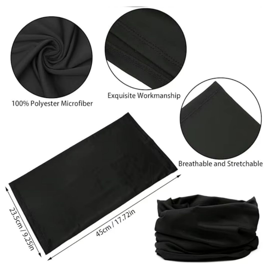 Black Ice-Silk Neck Gaiter Face Cover UV Protection Half Mask Balaclava for Cycling Running Motorcycle Outdoor Sports HM-1 Skating Skateboard BMX Windproof Coldproof Bandana Tactical Military Police