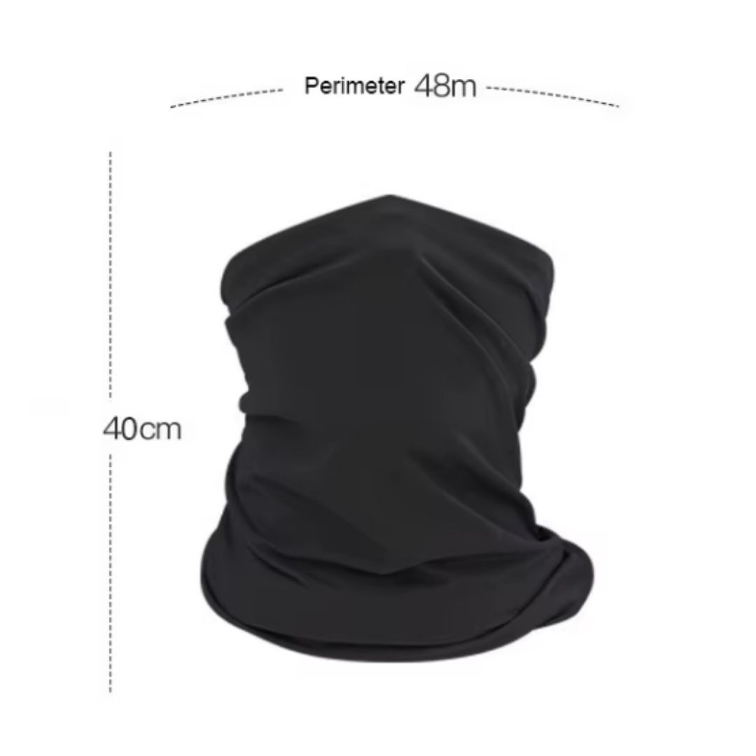 Black Ice-Silk Neck Gaiter Face Cover UV Protection Half Mask Balaclava for Cycling Running Motorcycle Outdoor Sports HM-1 Skating Skateboard BMX Windproof Coldproof Bandana Tactical Military Police