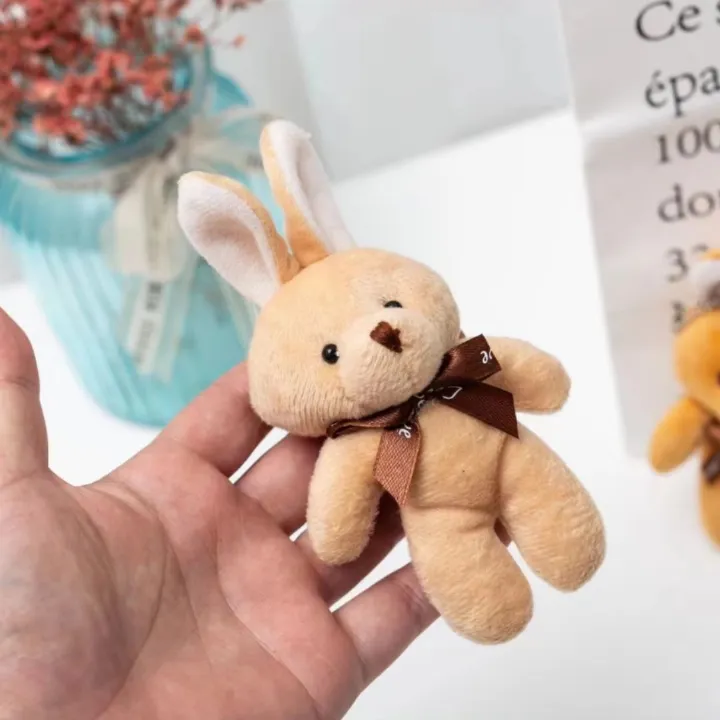 Cute Bunny Plush Keychain BEIGE Soft Rabbit Keyholder Pendant for Bag Car Mirror Gift Teddy Bear Unique Women Girls Ladies Wife Girlfriend Sister Mother BROWN Birthday Valentines Day Labubu Cartoon