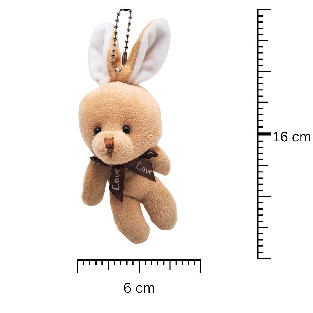 Cute Bunny Plush Keychain BEIGE Soft Rabbit Keyholder Pendant for Bag Car Mirror Gift Teddy Bear Unique Women Girls Ladies Wife Girlfriend Sister Mother BROWN Birthday Valentines Day Labubu Cartoon