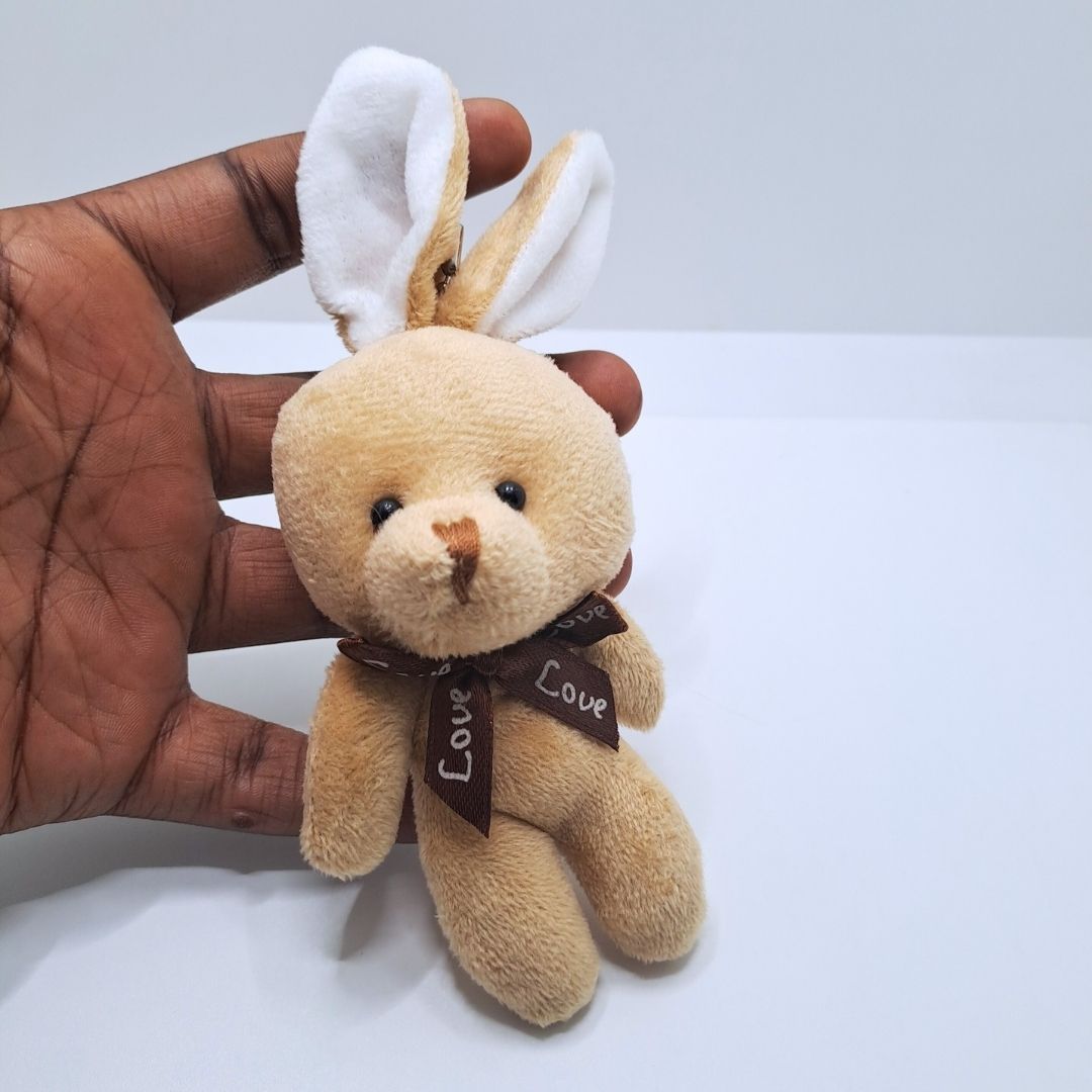 Cute Bunny Plush Keychain BEIGE Soft Rabbit Keyholder Pendant for Bag Car Mirror Gift Teddy Bear Unique Women Girls Ladies Wife Girlfriend Sister Mother BROWN Birthday Valentines Day Labubu Cartoon