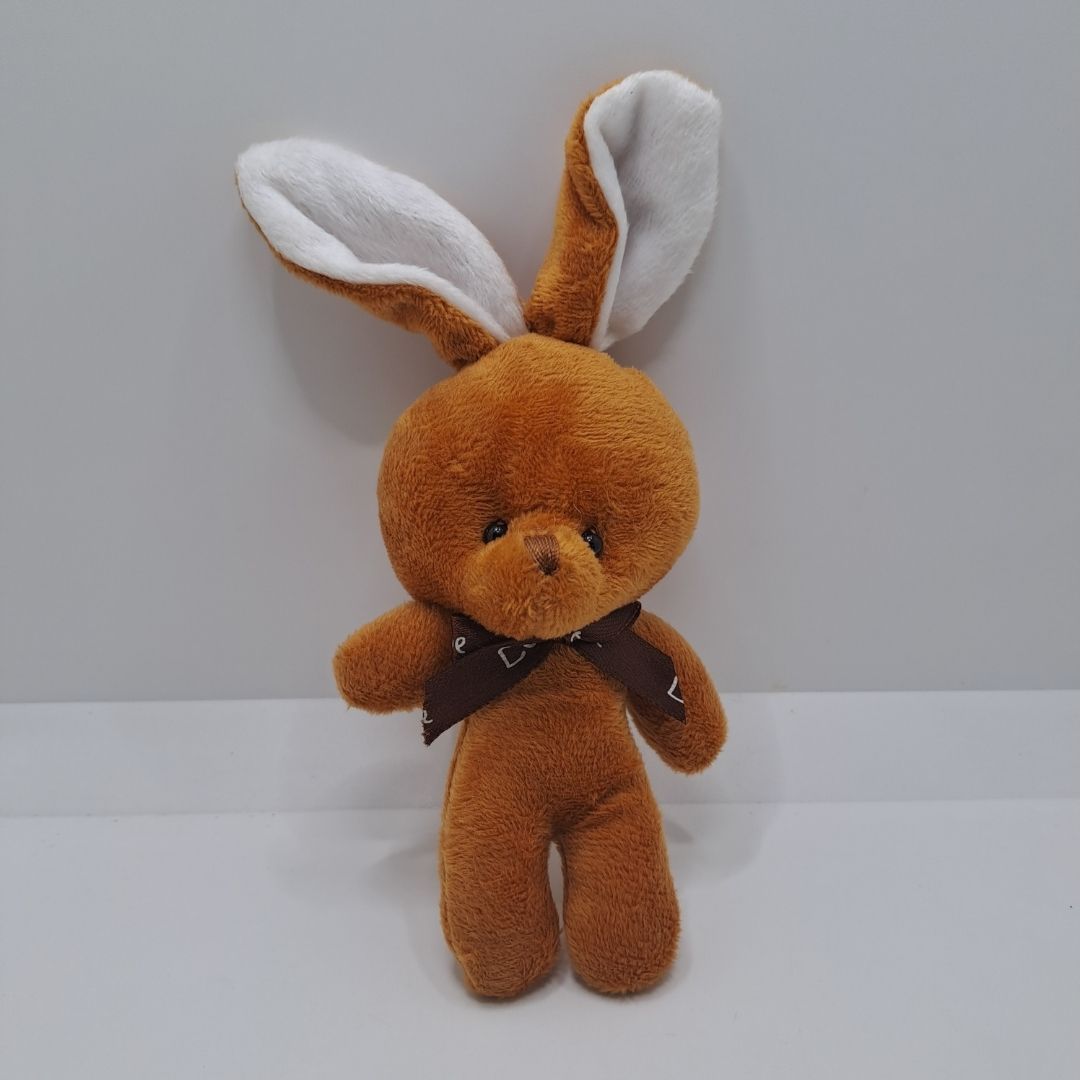 Cute Rabbit Plush Keychain with Bowtie CINNAMON Soft Stuffed Animal for Bag Car Mirror Gift for Women Girls Easter Keyholder Teddy Bear Wedding Birthday Graduation Valentines Day Colorful Party ORANGE