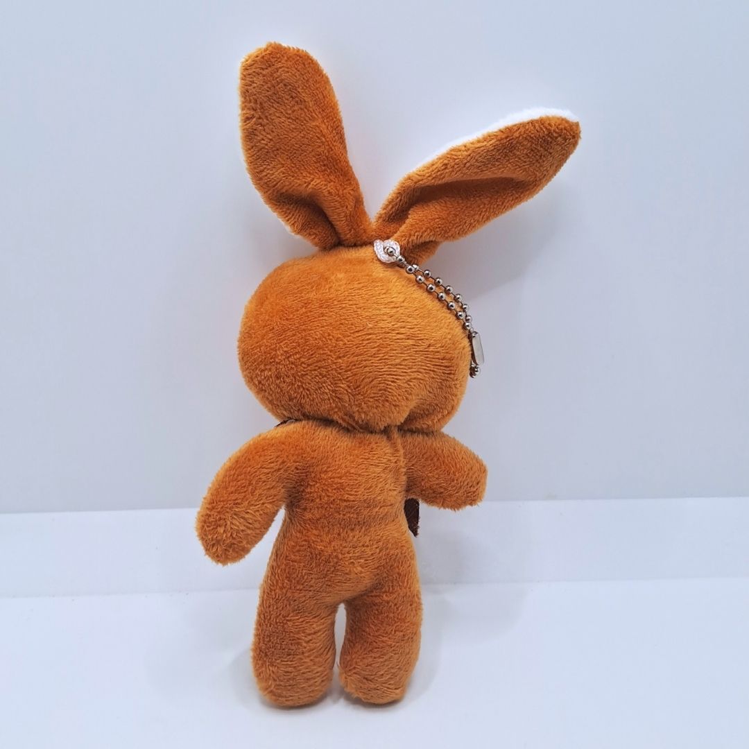 Cute Rabbit Plush Keychain with Bowtie CINNAMON Soft Stuffed Animal for Bag Car Mirror Gift for Women Girls Easter Keyholder Teddy Bear Wedding Birthday Graduation Valentines Day Colorful Party ORANGE