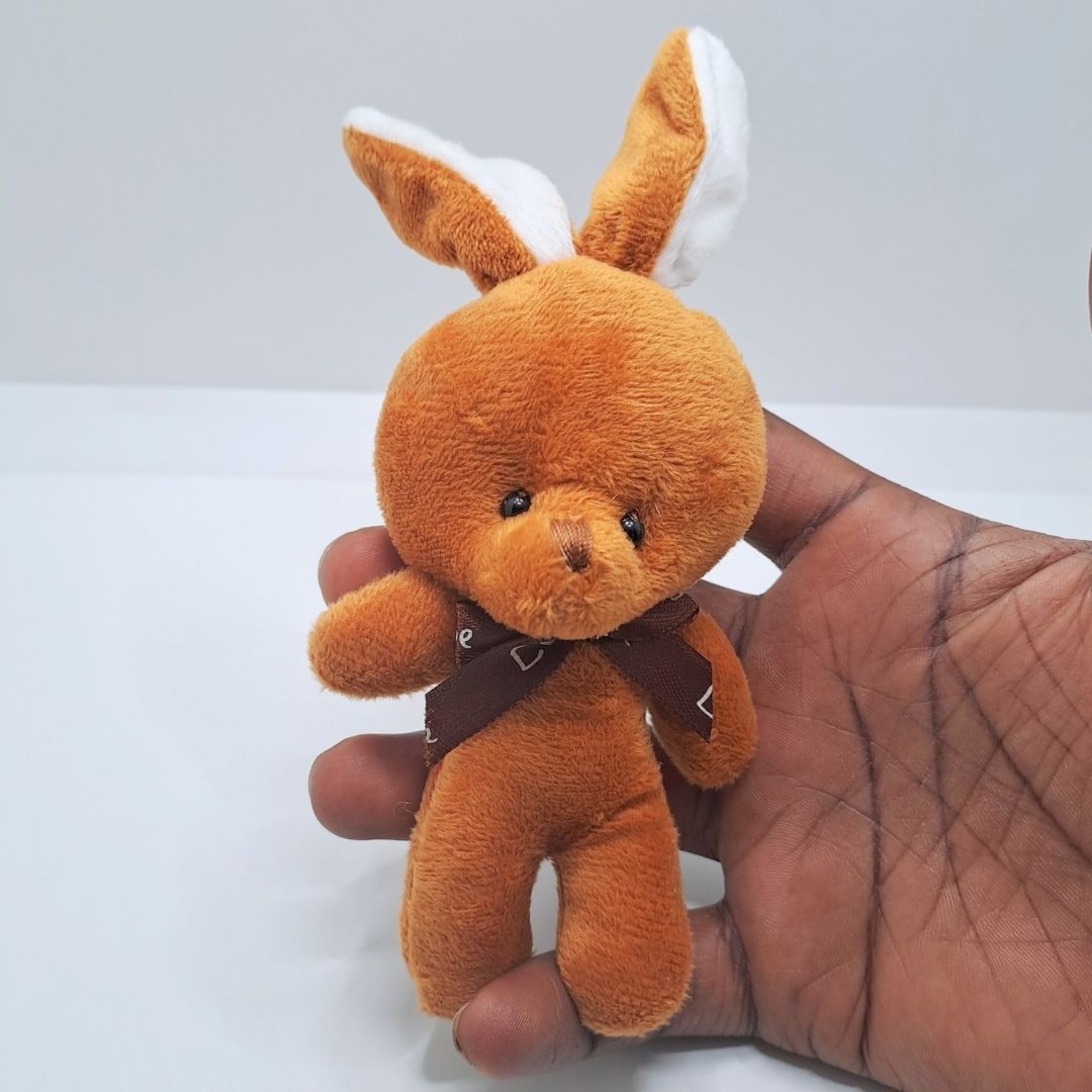 Cute Rabbit Plush Keychain with Bowtie CINNAMON Soft Stuffed Animal for Bag Car Mirror Gift for Women Girls Easter Keyholder Teddy Bear Wedding Birthday Graduation Valentines Day Colorful Party ORANGE