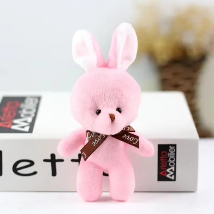 Cute Little Rabbit Bunny Plush PINK Keyholder Bag Pendant Cartoon Party Hare Gift for Kids Women Girls Ladies Wife Girlfriend Sister Mother Friend Valentines Day Birthday Wedding Graduation Couple