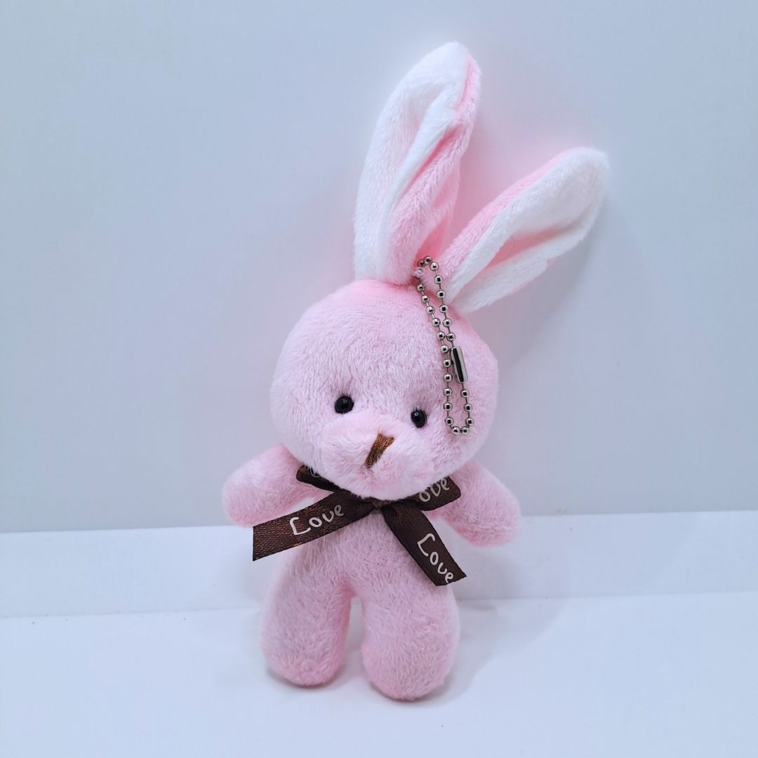 Cute Little Rabbit Bunny Plush PINK Keyholder Bag Pendant Cartoon Party Hare Gift for Kids Women Girls Ladies Wife Girlfriend Sister Mother Friend Valentines Day Birthday Wedding Graduation Couple