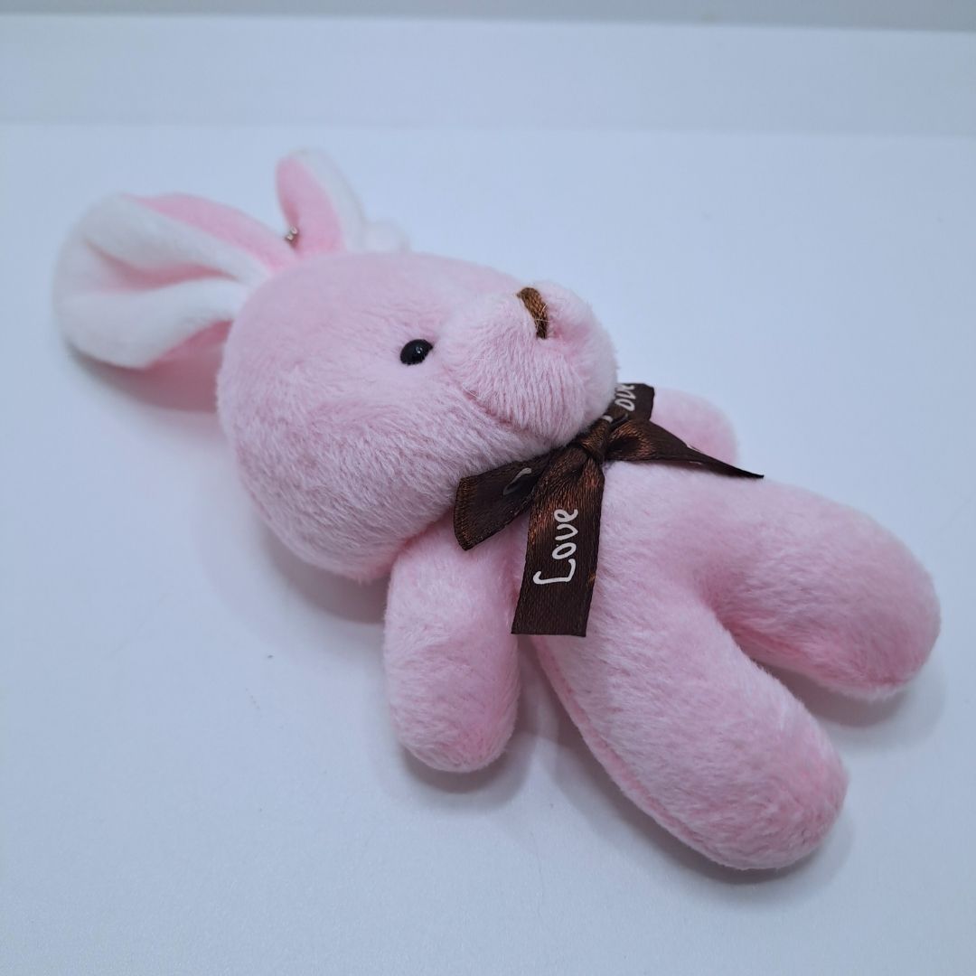 Cute Little Rabbit Bunny Plush PINK Keyholder Bag Pendant Cartoon Party Hare Gift for Kids Women Girls Ladies Wife Girlfriend Sister Mother Friend Valentines Day Birthday Wedding Graduation Couple