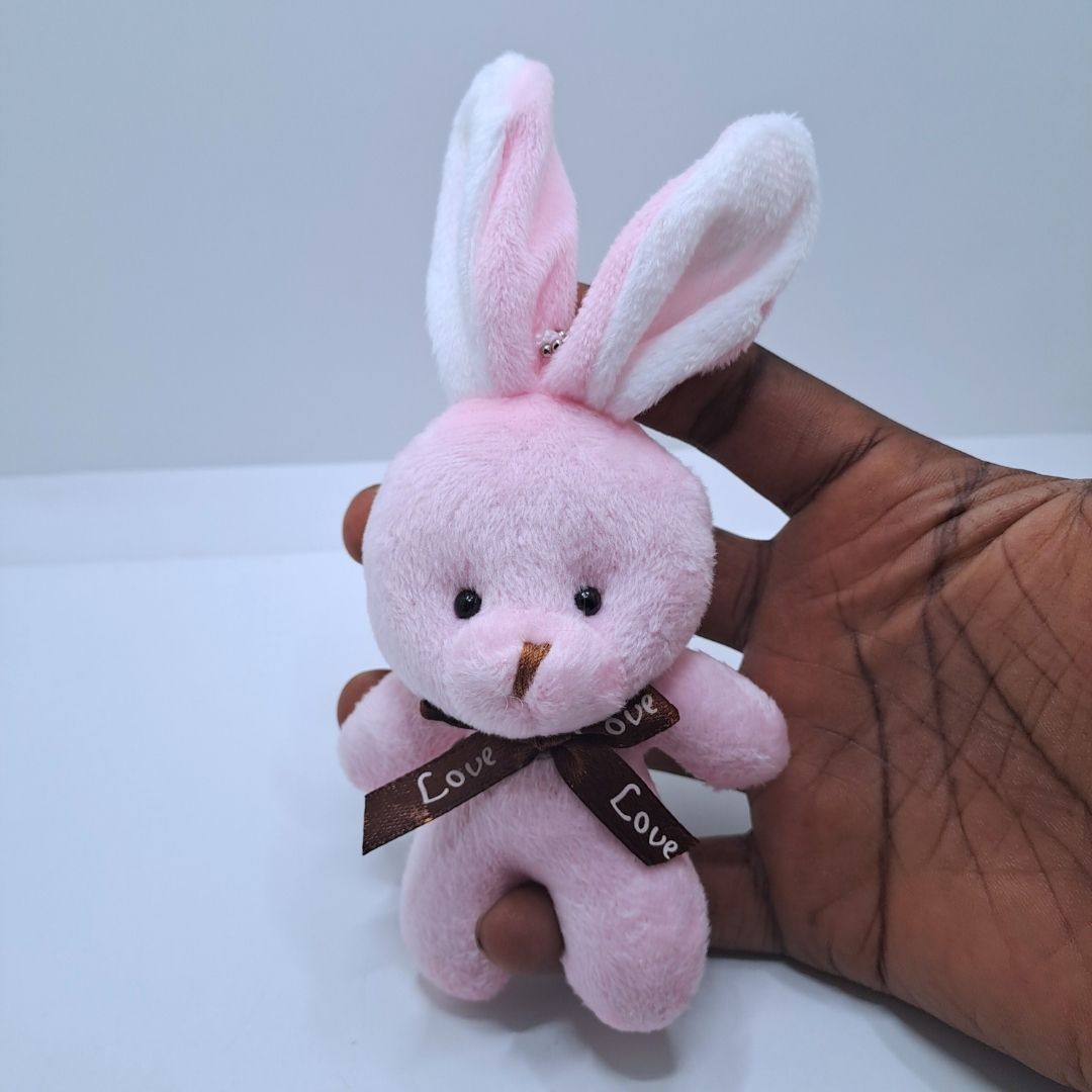 Cute Little Rabbit Bunny Plush PINK Keyholder Bag Pendant Cartoon Party Hare Gift for Kids Women Girls Ladies Wife Girlfriend Sister Mother Friend Valentines Day Birthday Wedding Graduation Couple