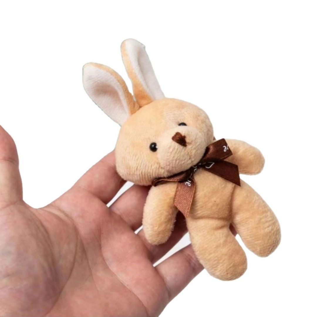 Cute Little Rabbit Bunny Plush Keyholder Bag Pendant Cartoon Party Hare Gift for Kids Women Girls Ladies Wife Girlfriend Sister Mother Friend Keychain Beige Brown Tan Khaki Valentine's Day Keyring