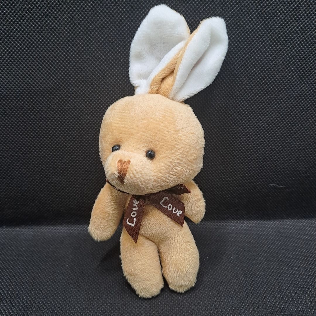 Cute Little Rabbit Bunny Plush Keyholder Bag Pendant Cartoon Party Hare Gift for Kids Women Girls Ladies Wife Girlfriend Sister Mother Friend Keychain Beige Brown Tan Khaki Valentine's Day Keyring