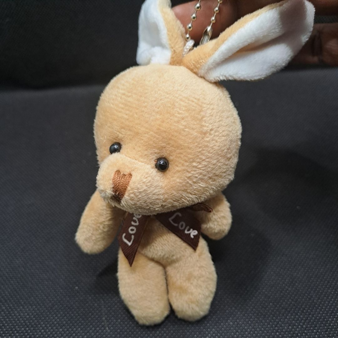 Cute Little Rabbit Bunny Plush Keyholder Bag Pendant Cartoon Party Hare Gift for Kids Women Girls Ladies Wife Girlfriend Sister Mother Friend Keychain Beige Brown Tan Khaki Valentine's Day Keyring