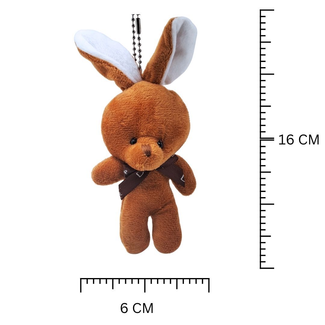 Cute Rabbit Bunny Plush Keychain 3D Stuffed Animal Bag Charm Gift Key Holder Car Handbag Pendant Backpack Decoration Dating Date Soft New Year Wife Girlfriend Sister Cinnamon Brown Deep Burnt Orange
