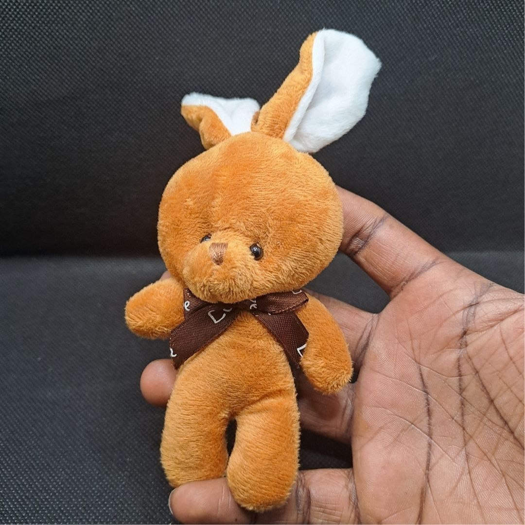 Cute Rabbit Bunny Plush Keychain 3D Stuffed Animal Bag Charm Gift Key Holder Car Handbag Pendant Backpack Decoration Dating Date Soft New Year Wife Girlfriend Sister Cinnamon Brown Deep Burnt Orange
