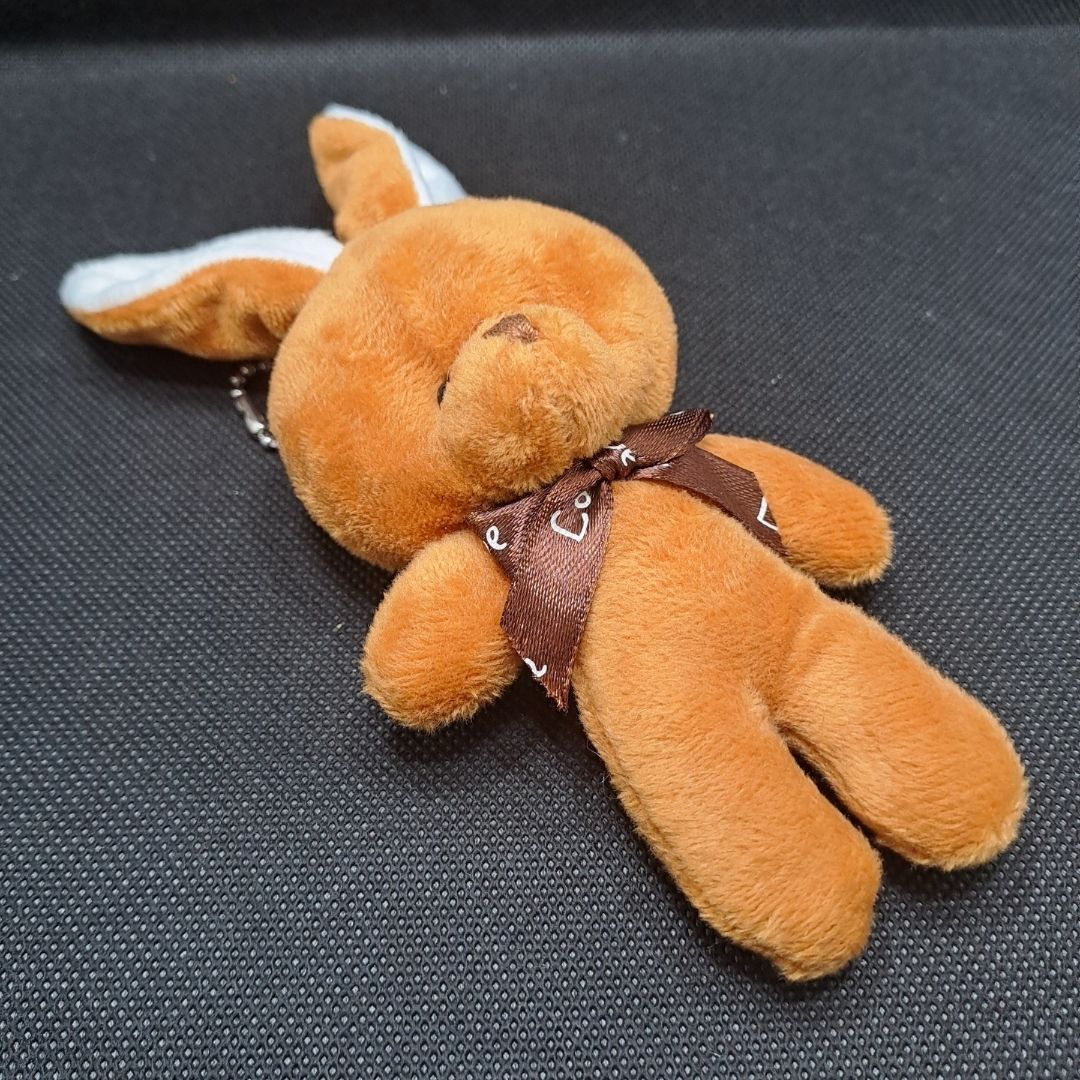 Cute Rabbit Bunny Plush Keychain 3D Stuffed Animal Bag Charm Gift Key Holder Car Handbag Pendant Backpack Decoration Dating Date Soft New Year Wife Girlfriend Sister Cinnamon Brown Deep Burnt Orange