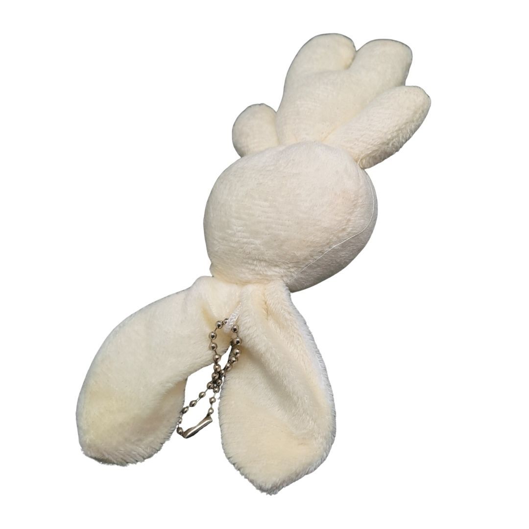 Plush 3D Rabbit Bunny Keychain Cute Keyring for Bags Gifts Keyholder Teddy Bear Love Bowtie Unique Christmas Valentines Day Anniversary Birthday Wife Girlfriend Sister Cream White Vanilla Soft Mini