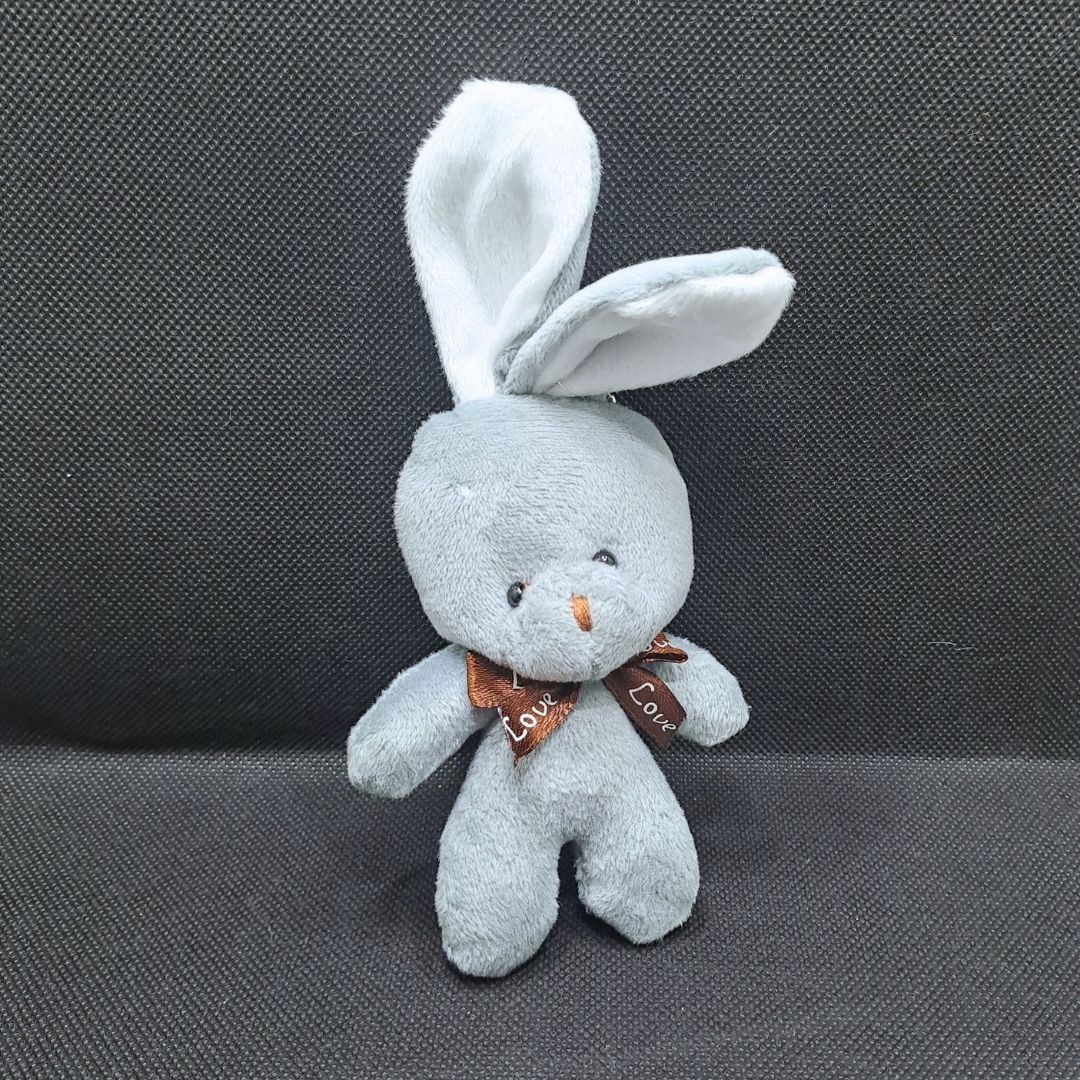 Cute Rabbit Plush Keychain with Bowtie GREY Soft Stuffed Animal Key Ring for Bag Car Mirror Gift for Women Girls Easter Keyholder Teddy Bear Wedding Birthday Graduation Valentines Day Party Bunny GRAY