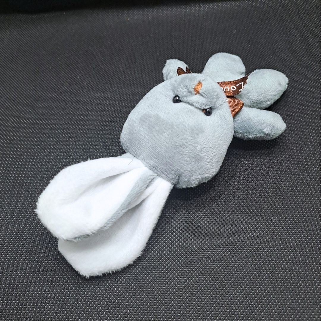 Cute Rabbit Plush Keychain with Bowtie GREY Soft Stuffed Animal Key Ring for Bag Car Mirror Gift for Women Girls Easter Keyholder Teddy Bear Wedding Birthday Graduation Valentines Day Party Bunny GRAY