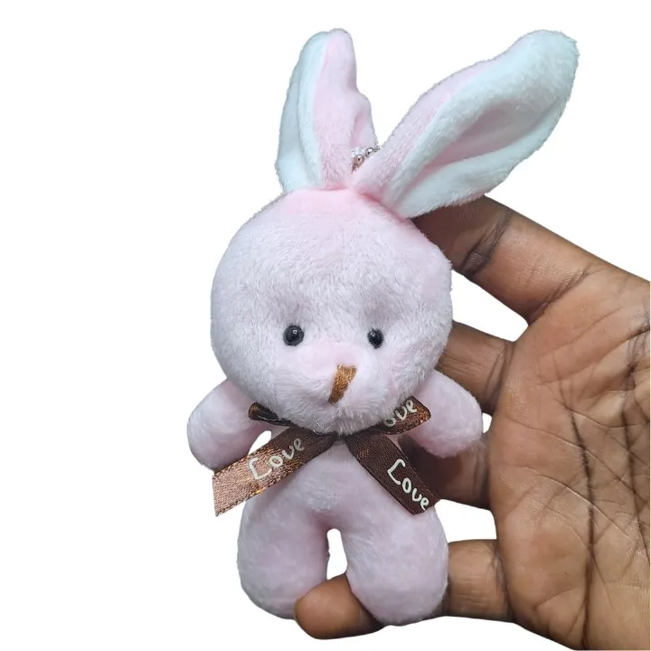 Cute Bunny Plush Keychain PINK Soft Rabbit Keyholder Pendant for Bag Car Mirror Gift Teddy Bear Unique Women Girls Ladies Wife Girlfriend Sister Mother Friend Birthday Valentines Day Labubu Cartoon