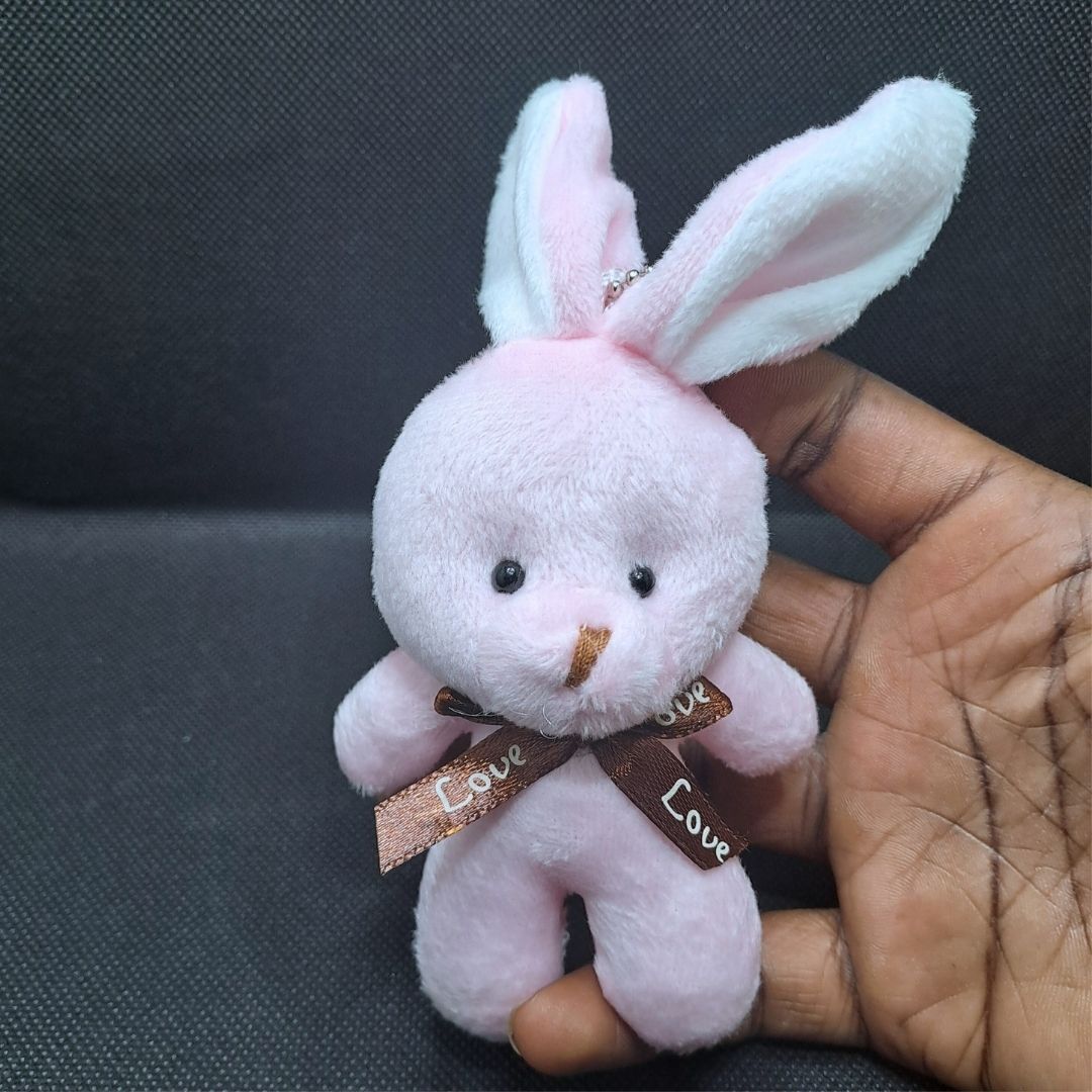 Cute Bunny Plush Keychain PINK Soft Rabbit Keyholder Pendant for Bag Car Mirror Gift Teddy Bear Unique Women Girls Ladies Wife Girlfriend Sister Mother Friend Birthday Valentines Day Labubu Cartoon