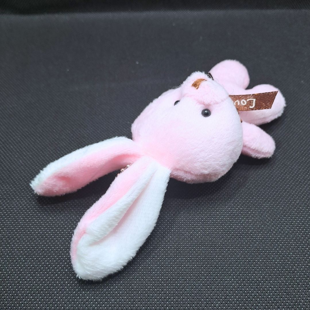 Cute Bunny Plush Keychain PINK Soft Rabbit Keyholder Pendant for Bag Car Mirror Gift Teddy Bear Unique Women Girls Ladies Wife Girlfriend Sister Mother Friend Birthday Valentines Day Labubu Cartoon