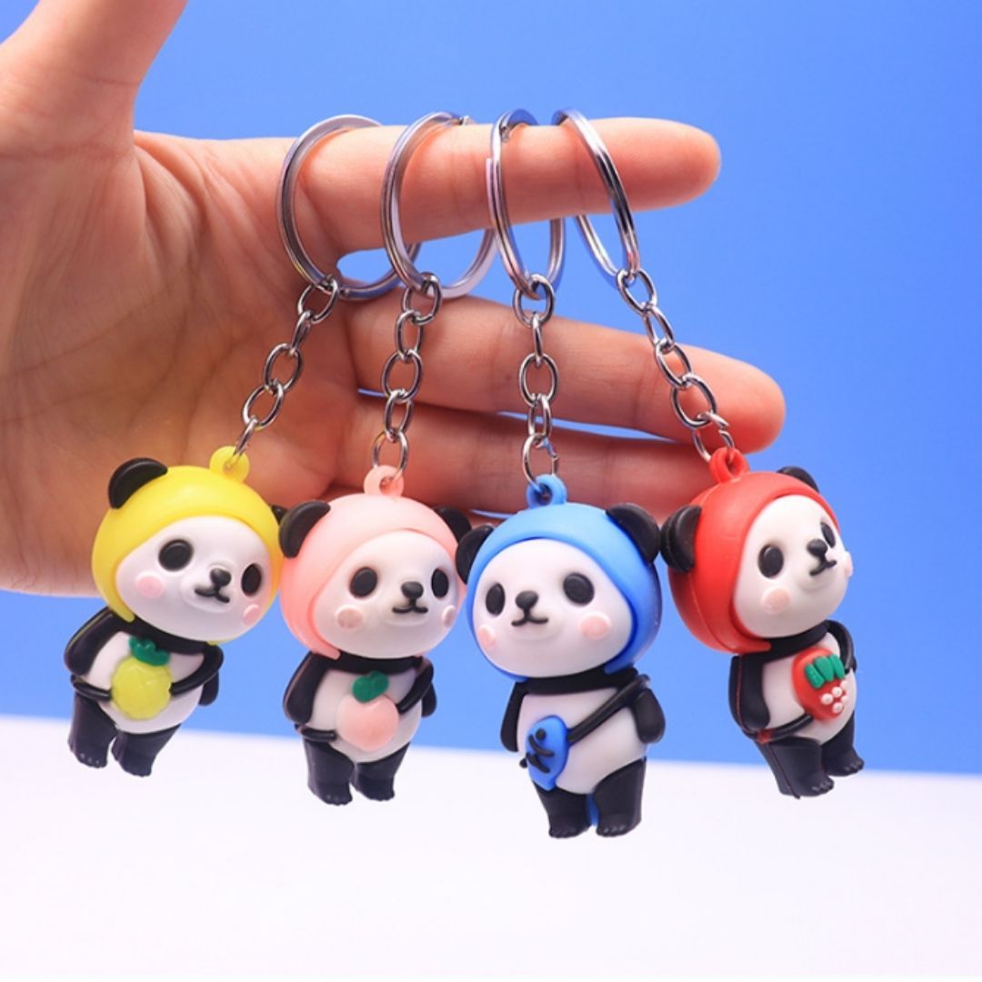3D Cute Panda PVC Silicone Keychain Kawaii Cartoon Mini Doll Keyring for Bags Cars Gift Pendant Kids Girls Women Keyholder Ladies Girlfriend Sister Mother Child Children Kids Couple Souvenir Daughter