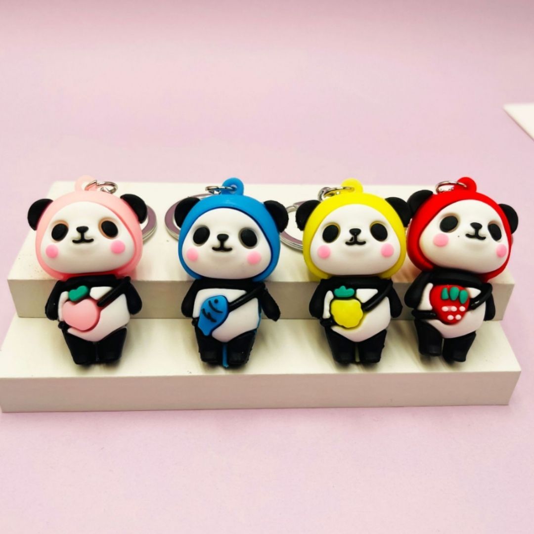 3D Cute Panda PVC Silicone Keychain Kawaii Cartoon Mini Doll Keyring for Bags Cars Gift Pendant Kids Girls Women Keyholder Ladies Girlfriend Sister Mother Child Children Kids Couple Souvenir Daughter