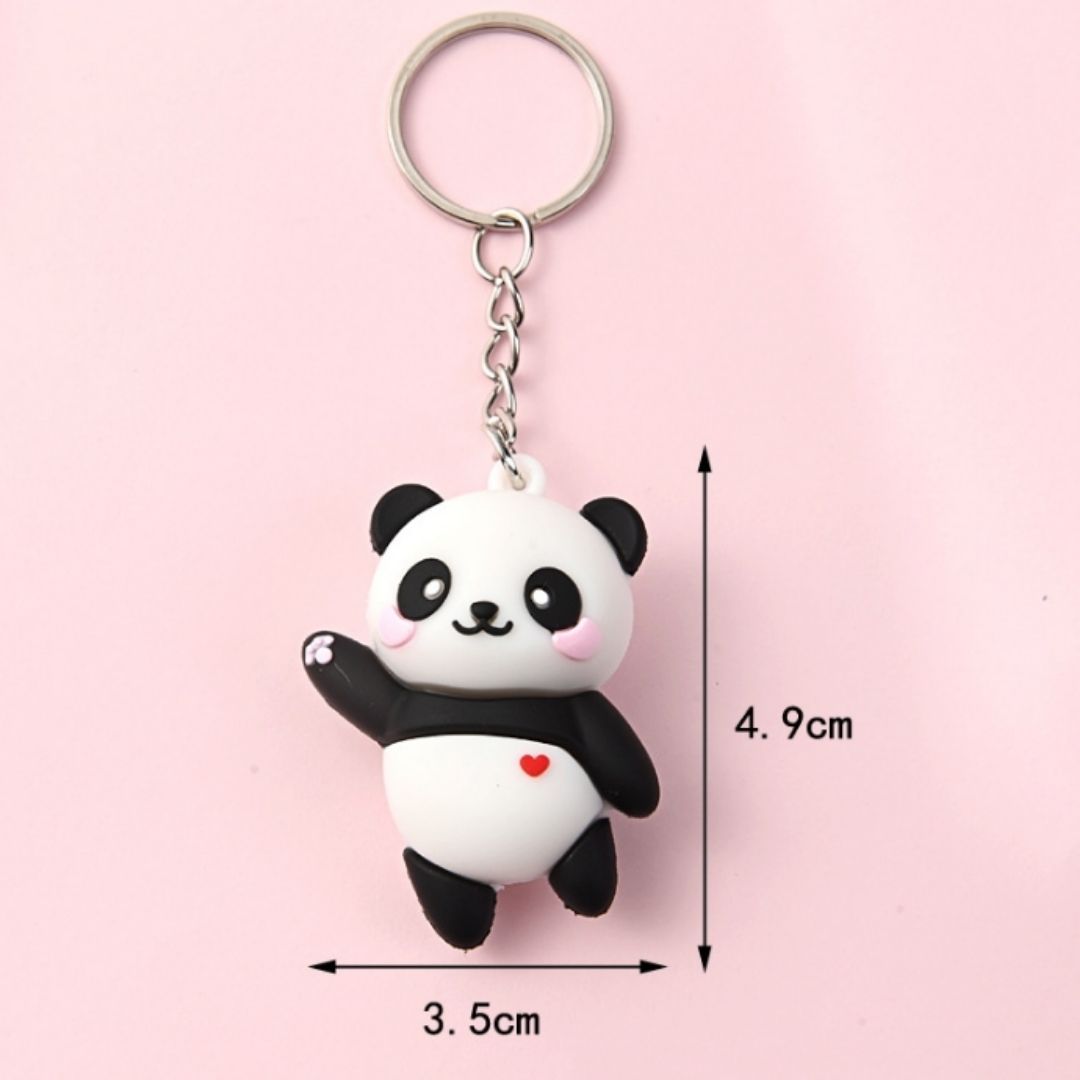 3D Cute Panda PVC Silicone Keychain Kawaii Cartoon Mini Doll Keyring for Bags Cars Gift Pendant Kids Girls Women Keyholder Ladies Girlfriend Sister Mother Child Children Kids Couple Souvenir Daughter