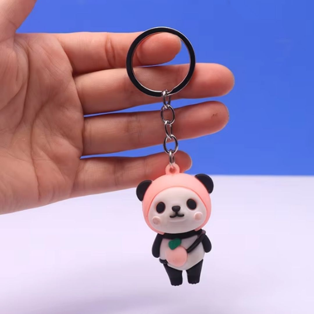 3D Cute Panda PVC Silicone Keychain Kawaii Cartoon Mini Doll Keyring for Bags Cars Gift Pendant Kids Girls Women Keyholder Ladies Girlfriend Sister Mother Child Children Kids Couple Souvenir Daughter