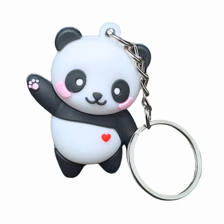 3D Cute Panda Silicone Keychain BLACK Kung Fu Anime Animal Key Ring with Carabiner for Bags & Keys (Kawaii Gift for Women, Wife & Girls) Pendant Keyholder Birthday Valentine’s Day Unique Souvenirs