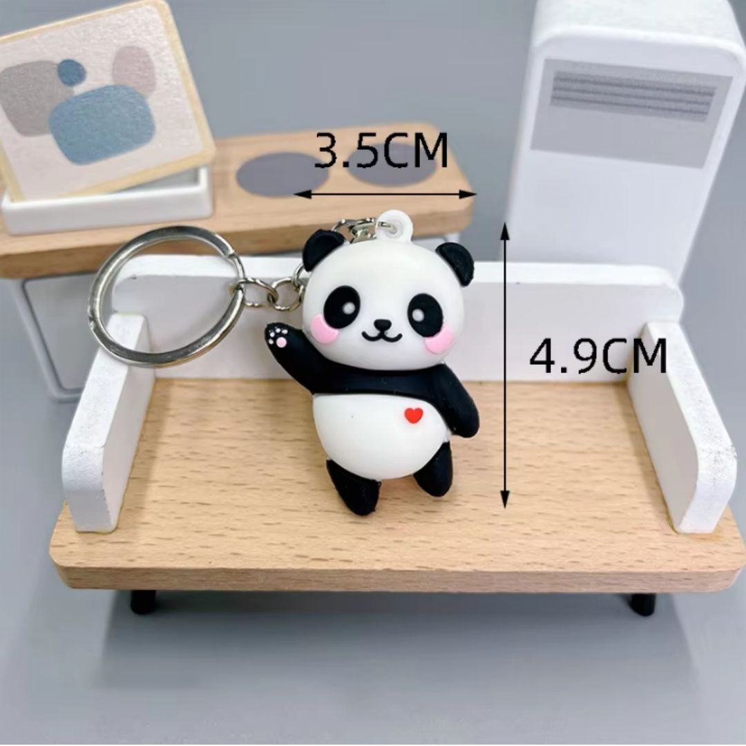 3D Cute Panda Silicone Keychain BLACK Kung Fu Anime Animal Key Ring with Carabiner for Bags & Keys (Kawaii Gift for Women, Wife & Girls) Pendant Keyholder Birthday Valentine’s Day Unique Souvenirs