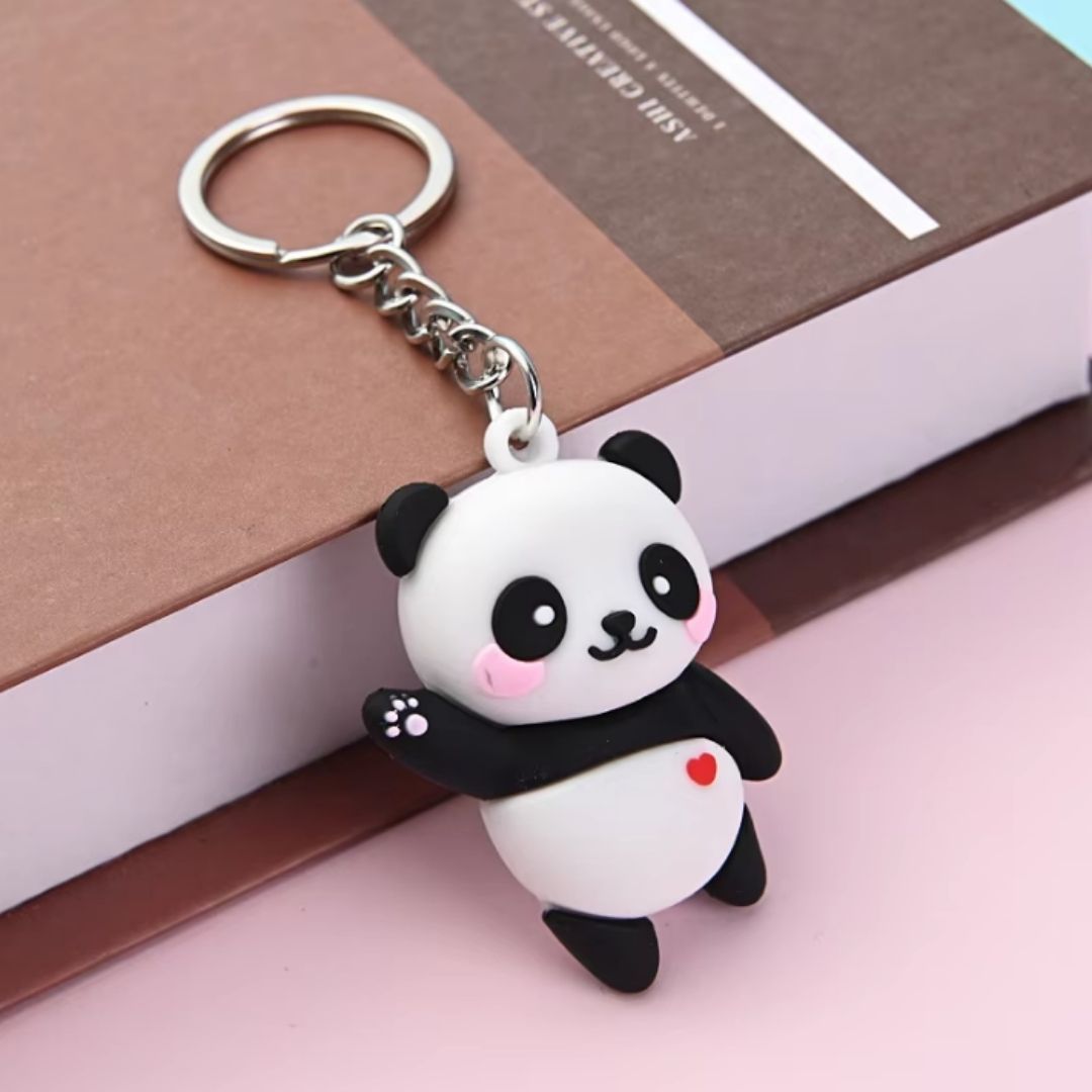 3D Cute Panda Silicone Keychain BLACK Kung Fu Anime Animal Key Ring with Carabiner for Bags & Keys (Kawaii Gift for Women, Wife & Girls) Pendant Keyholder Birthday Valentine’s Day Unique Souvenirs