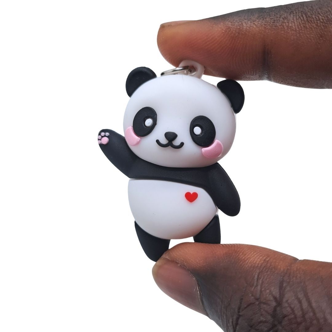 3D Cute Panda Silicone Keychain BLACK Kung Fu Anime Animal Key Ring with Carabiner for Bags & Keys (Kawaii Gift for Women, Wife & Girls) Pendant Keyholder Birthday Valentine’s Day Unique Souvenirs