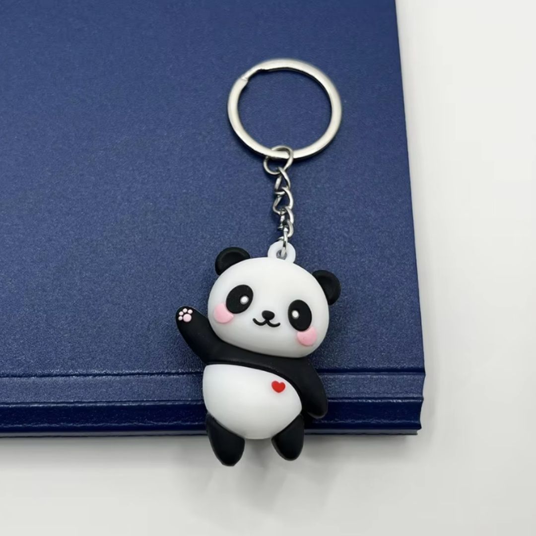 3D Cute Panda Silicone Keychain BLACK Kung Fu Anime Animal Key Ring with Carabiner for Bags & Keys (Kawaii Gift for Women, Wife & Girls) Pendant Keyholder Birthday Valentine’s Day Unique Souvenirs