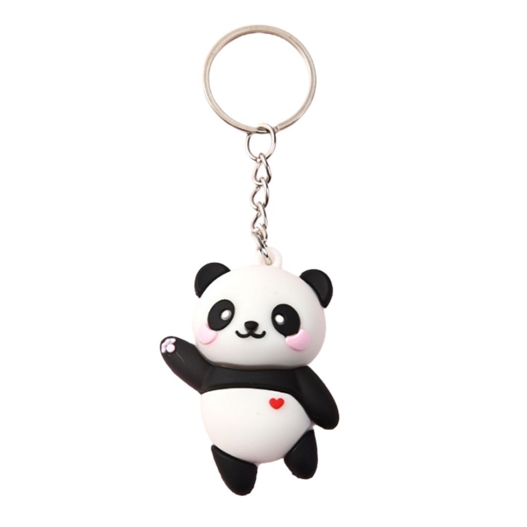 3D Cute Panda Silicone Keychain BLACK Kung Fu Anime Animal Key Ring with Carabiner for Bags & Keys (Kawaii Gift for Women, Wife & Girls) Pendant Keyholder Birthday Valentine’s Day Unique Souvenirs