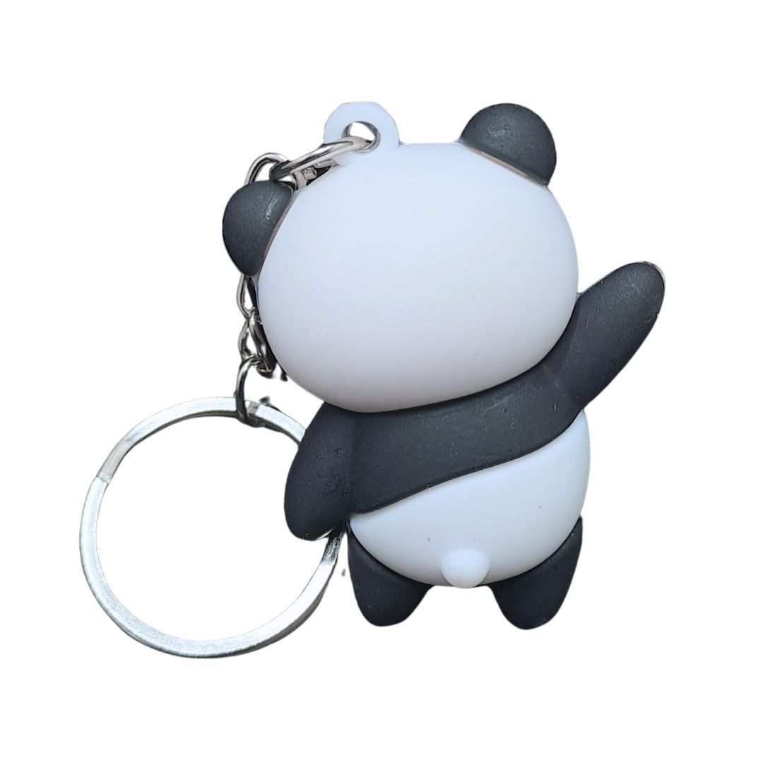 3D Cute Panda Silicone Keychain BLACK Soft Rubber PVC Cartoon Animal Keyring with Carabiner for Women, Wife, Girlfriend & Kids Pendant Keyholder Keyring Birthday Valentines Day Gift Unique Special