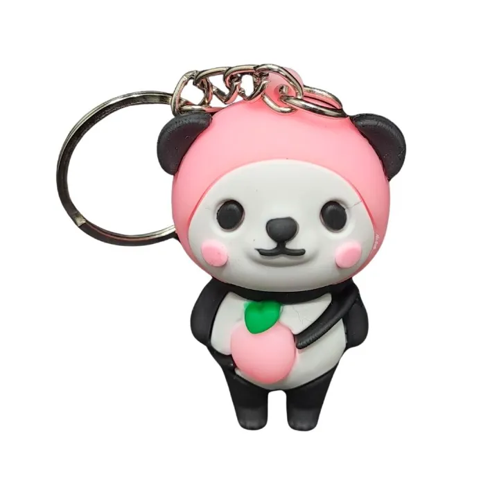 3D Cute Panda Silicone Keychain PINK Kung Fu Anime Animal Key Ring with Carabiner for Bags & Keys (Kawaii Gift for Women, Wife & Girls) Pendant Keyholder Birthday Valentine’s Day Unique Souvenirs