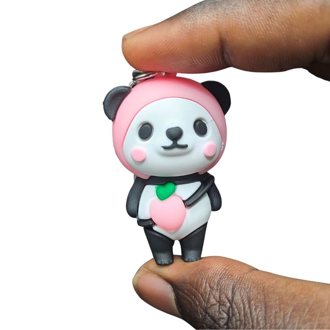 3D Cute Panda Silicone Keychain PINK Kung Fu Anime Animal Key Ring with Carabiner for Bags & Keys (Kawaii Gift for Women, Wife & Girls) Pendant Keyholder Birthday Valentine’s Day Unique Souvenirs
