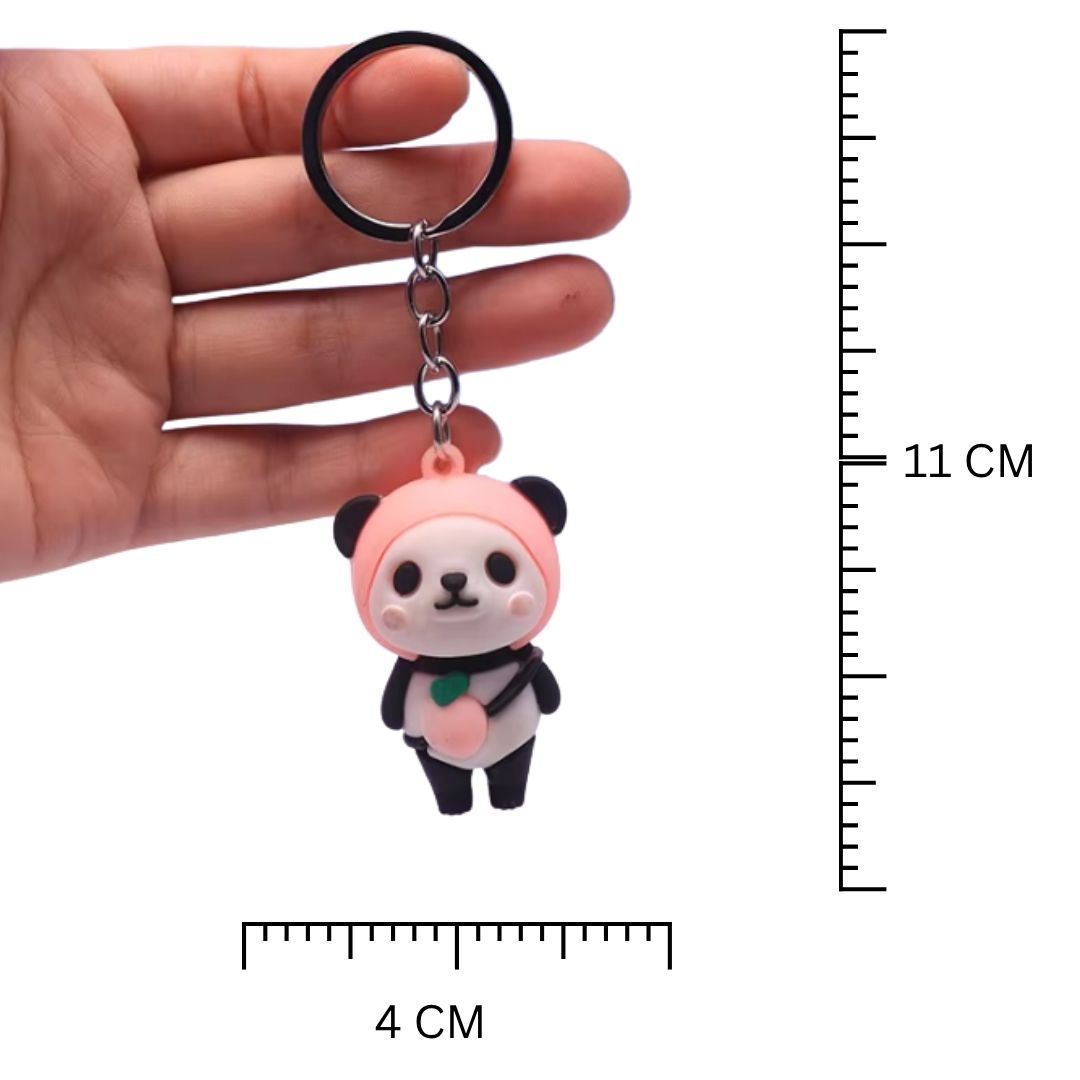 3D Cute Panda Silicone Keychain PINK Kung Fu Anime Animal Key Ring with Carabiner for Bags & Keys (Kawaii Gift for Women, Wife & Girls) Pendant Keyholder Birthday Valentine’s Day Unique Souvenirs