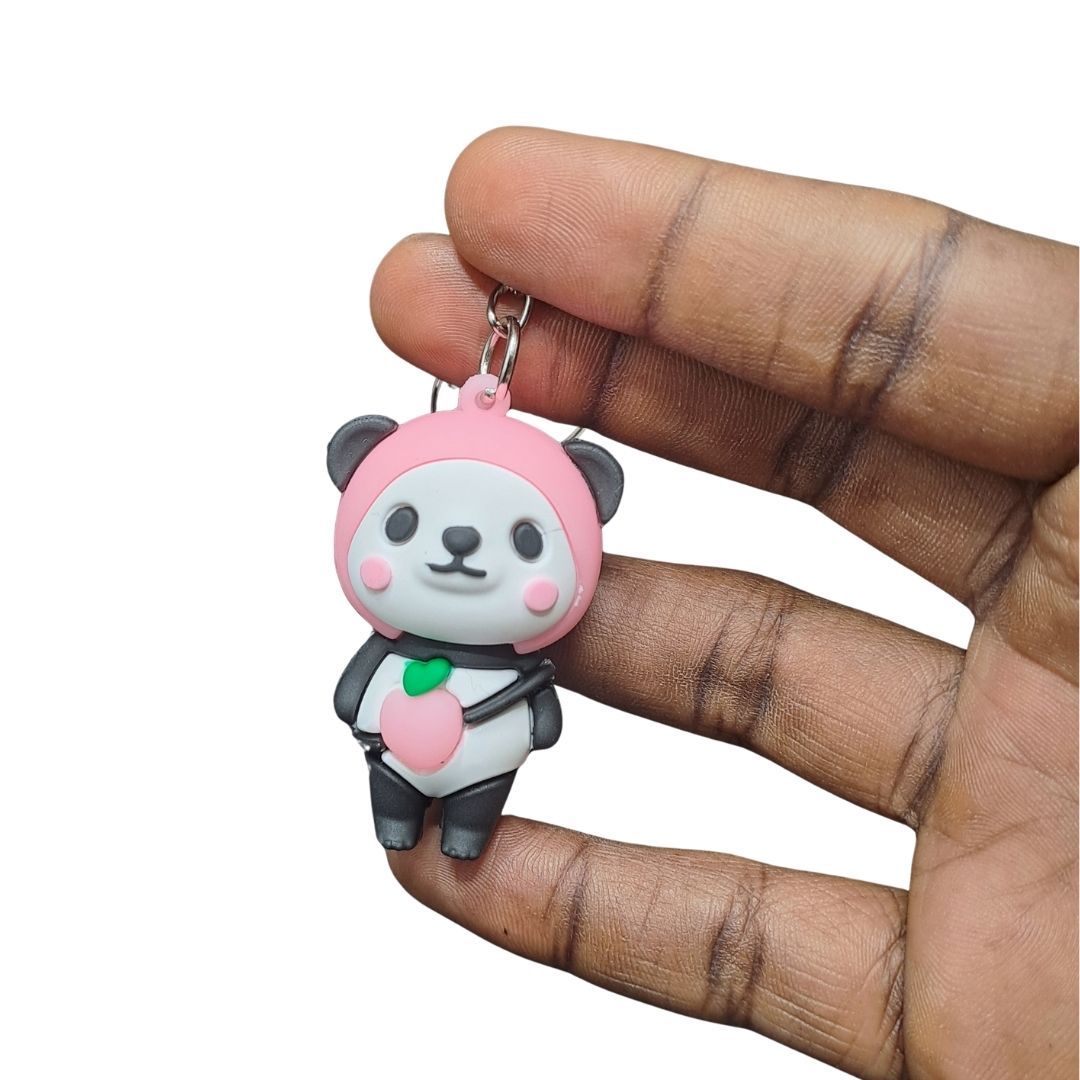 3D Cute Panda Silicone Keychain PINK Kung Fu Anime Animal Key Ring with Carabiner for Bags & Keys (Kawaii Gift for Women, Wife & Girls) Pendant Keyholder Birthday Valentine’s Day Unique Souvenirs