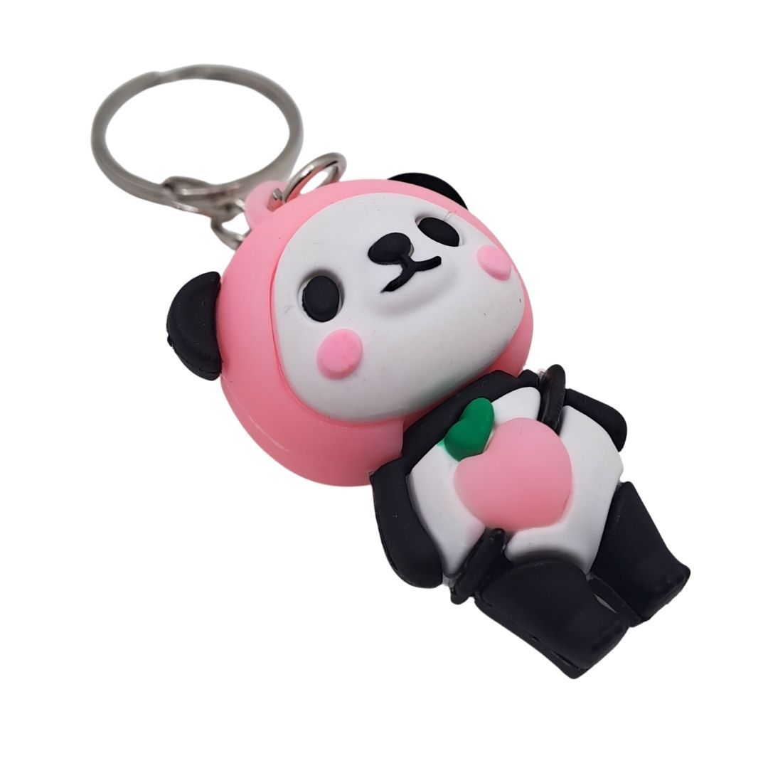 3D Cute Panda Silicone Keychain PINK Kung Fu Anime Animal Key Ring with Carabiner for Bags & Keys (Kawaii Gift for Women, Wife & Girls) Pendant Keyholder Birthday Valentine’s Day Unique Souvenirs