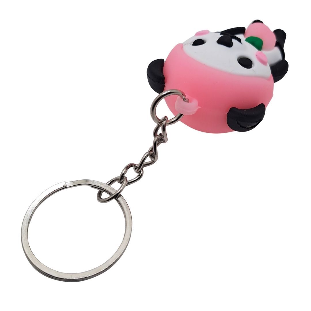 3D Cute Panda Silicone Keychain PINK Kung Fu Anime Animal Key Ring with Carabiner for Bags & Keys (Kawaii Gift for Women, Wife & Girls) Pendant Keyholder Birthday Valentine’s Day Unique Souvenirs