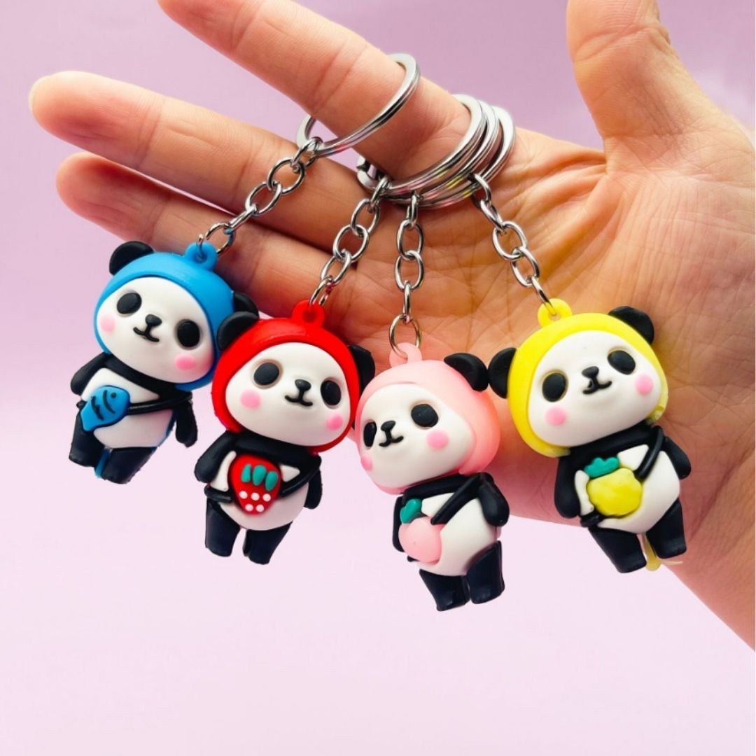 3D Cute Panda Silicone Keychain PINK Kung Fu Anime Animal Key Ring with Carabiner for Bags & Keys (Kawaii Gift for Women, Wife & Girls) Pendant Keyholder Birthday Valentine’s Day Unique Souvenirs