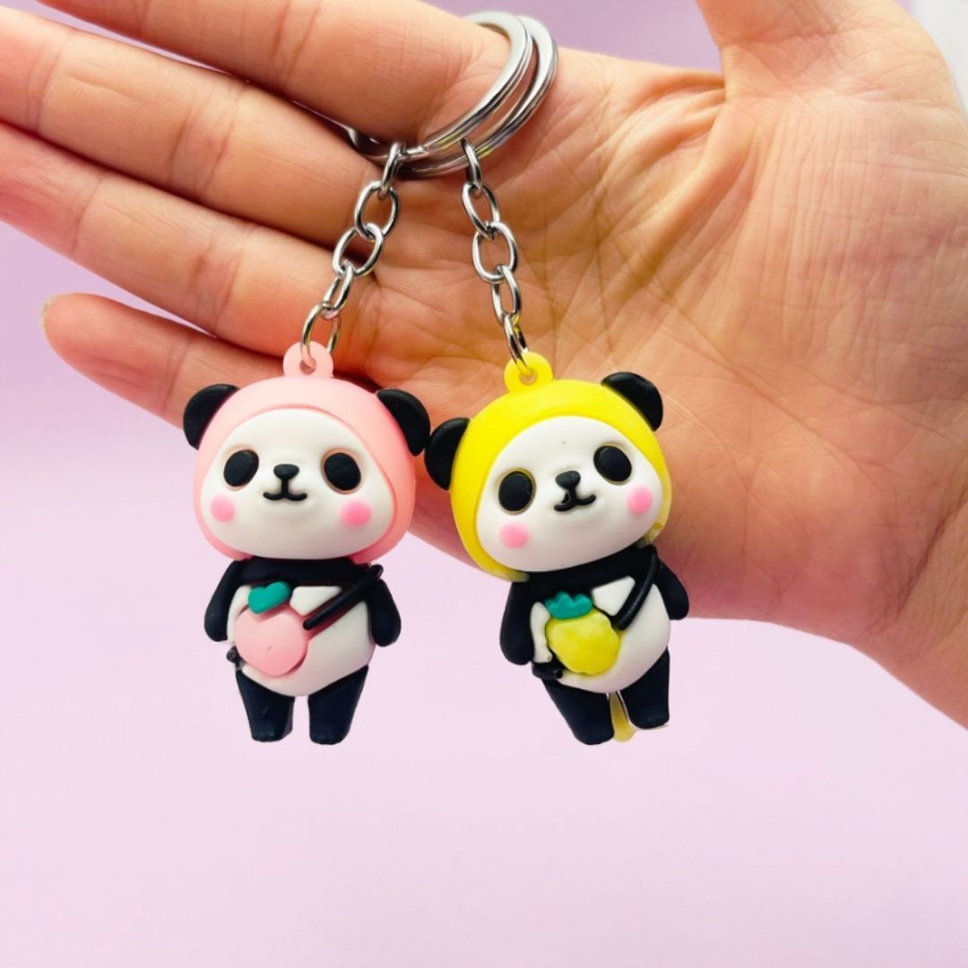 3D Cute Panda Silicone Keychain PINK Kung Fu Anime Animal Key Ring with Carabiner for Bags & Keys (Kawaii Gift for Women, Wife & Girls) Pendant Keyholder Birthday Valentine’s Day Unique Souvenirs