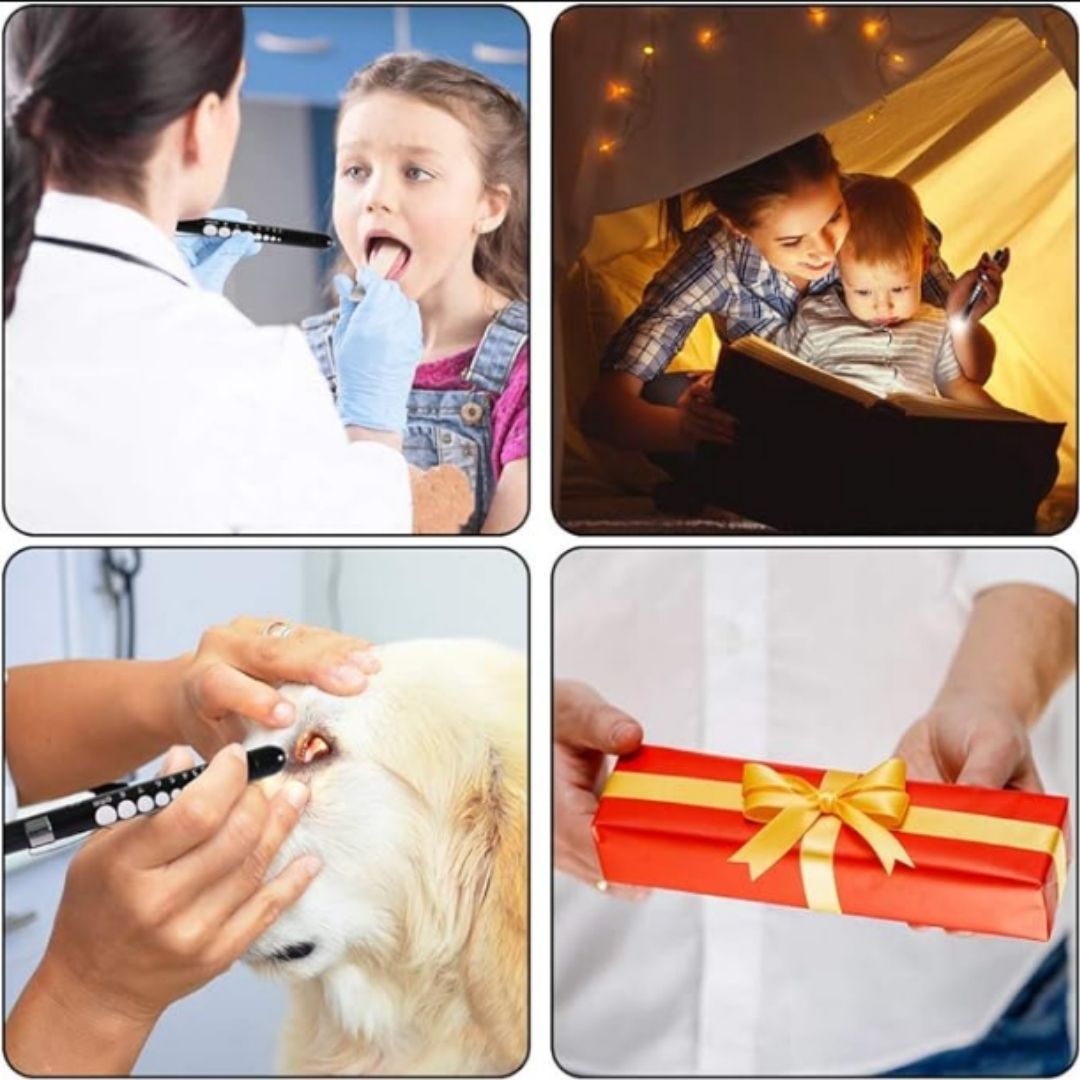 Medical Pen Torch With Pupil Gauge Aluminum Alloy Nurse Doctor Diagnostic Flashlight With Free AAA Batteries Included Waterproof IP65 LED White Light Dental Healthcare Interns First Aid Metallic