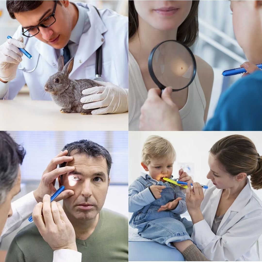 Medical Pen Torch With Pupil Gauge Aluminum Alloy Nurse Doctor Diagnostic Flashlight With Free AAA Batteries Included Waterproof IP65 LED White Light Dental Healthcare Interns First Aid Metallic