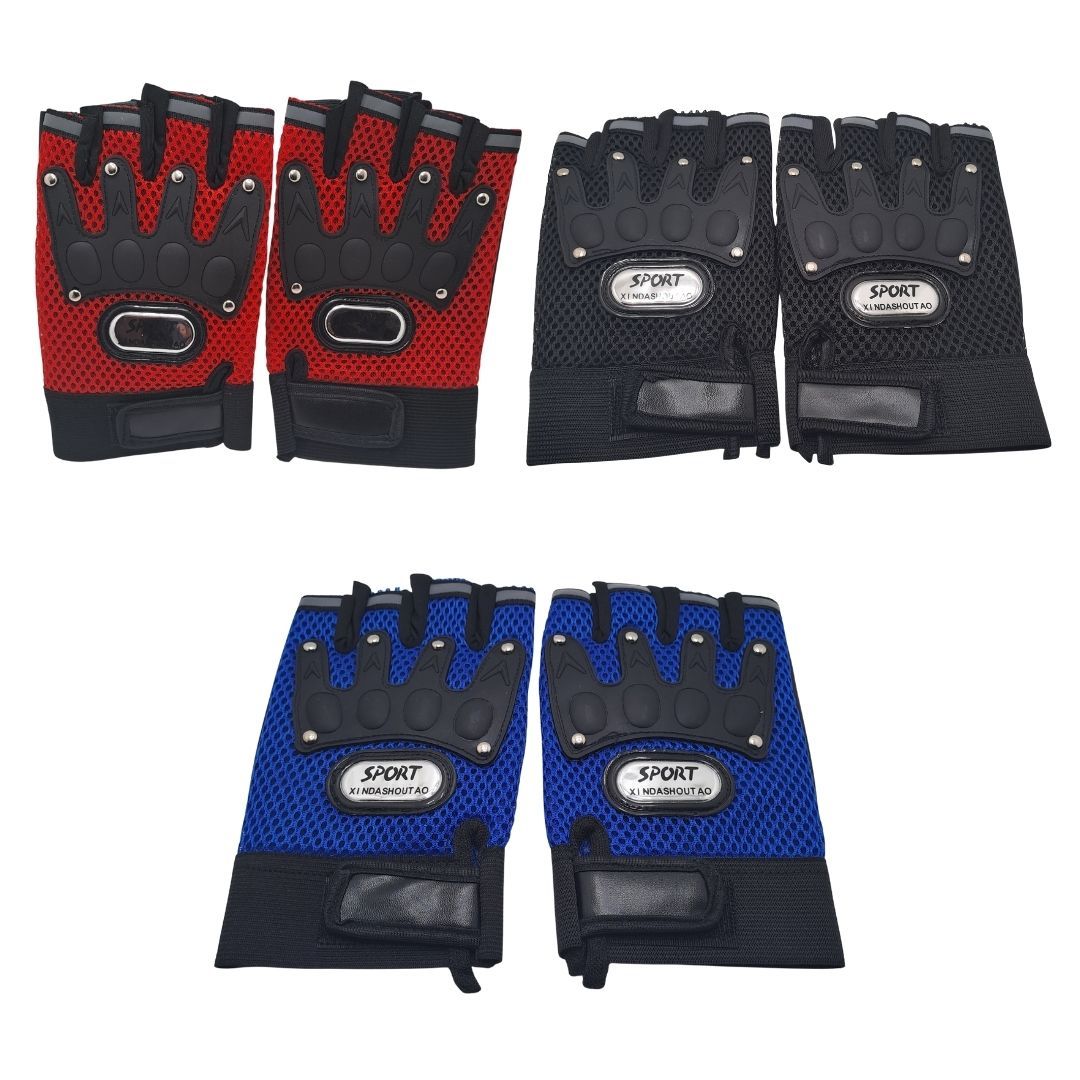 Outdoor Sports Breathable Half Finger Gloves Wear-Resistant Cycling Motorbike Bike Motorcycle Riding Racing Universal Unisex Tactical Light with Reflective Strips Bicycle 1 Pair Black Blue Red